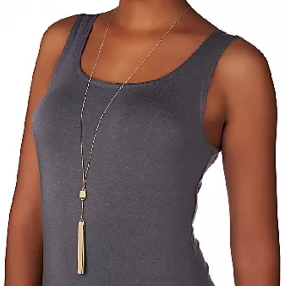 Linea By Louis Dell'Olio QVC Goldtone Vertical Bar Y-Drop Minimalist Necklace - Picture 2 of 16